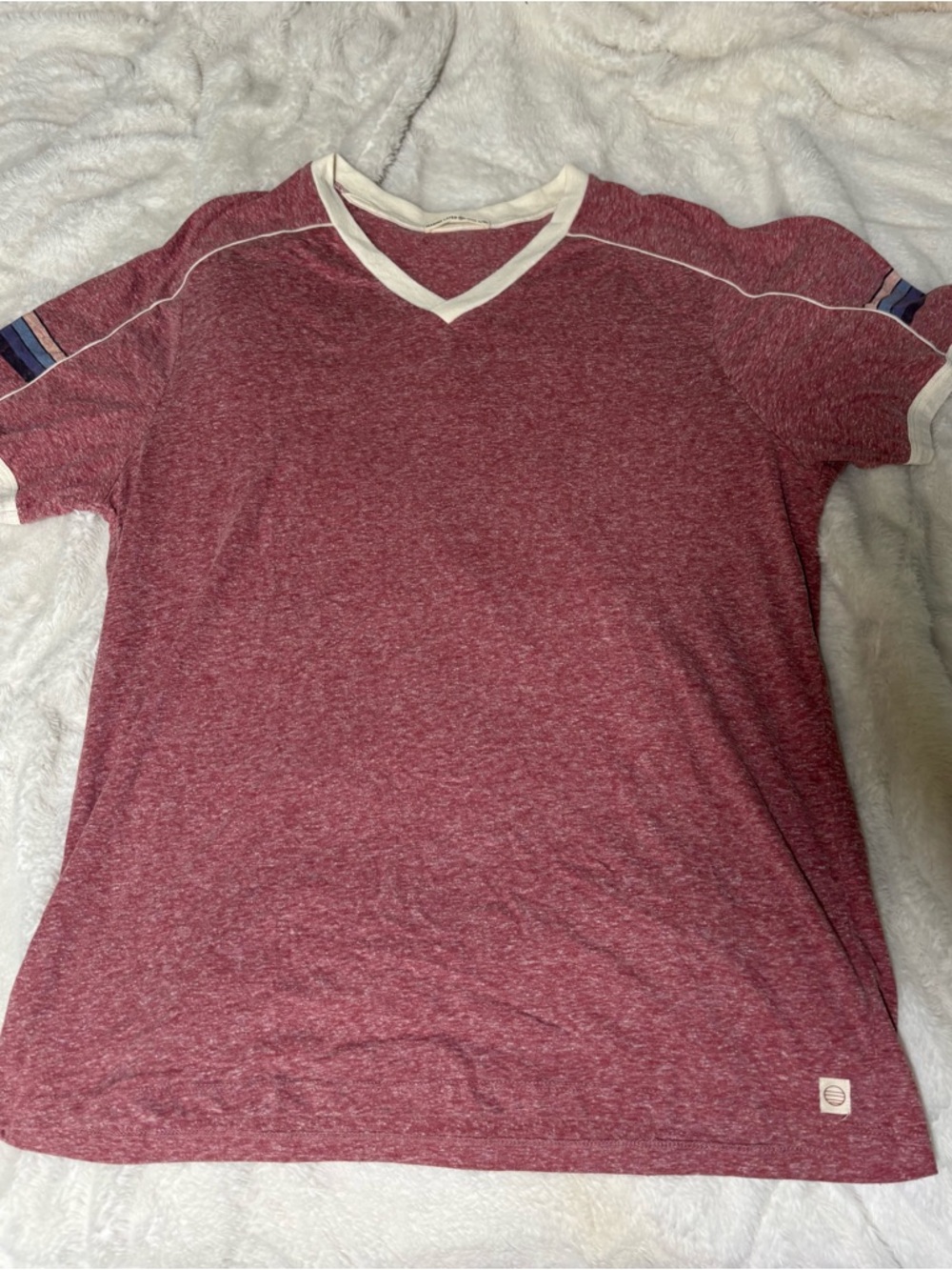 Marine Layer Heathered Maroon V-Neck Short Sleeve Top Tee